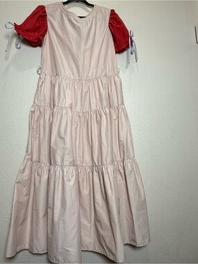 NEW Katherine Kidd Rosie Maxi Dress White Red **NO BELT** XS